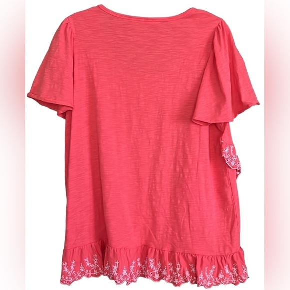 MATILDA JANE Bright Coral/White Eureka Springs Embroidered Detail Top,Sz XL,GUC. - Picture 5 of 8